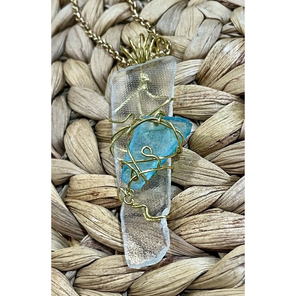 Authentic White&Teal Sea Glass From North Carolina Wrapped Silver Tone Coastal - Picture 2 of 8